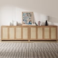 thumbnail image 3 of ARKANTOS Sideboard Buffet Cabinet, Rattan Cabinet with Adjustable Shelves, Boho Buffet Table Console Cabinets with 4 Doors, Farmhouse Cabinet for Entryway Living Room, Natural Oak, 3 of 14