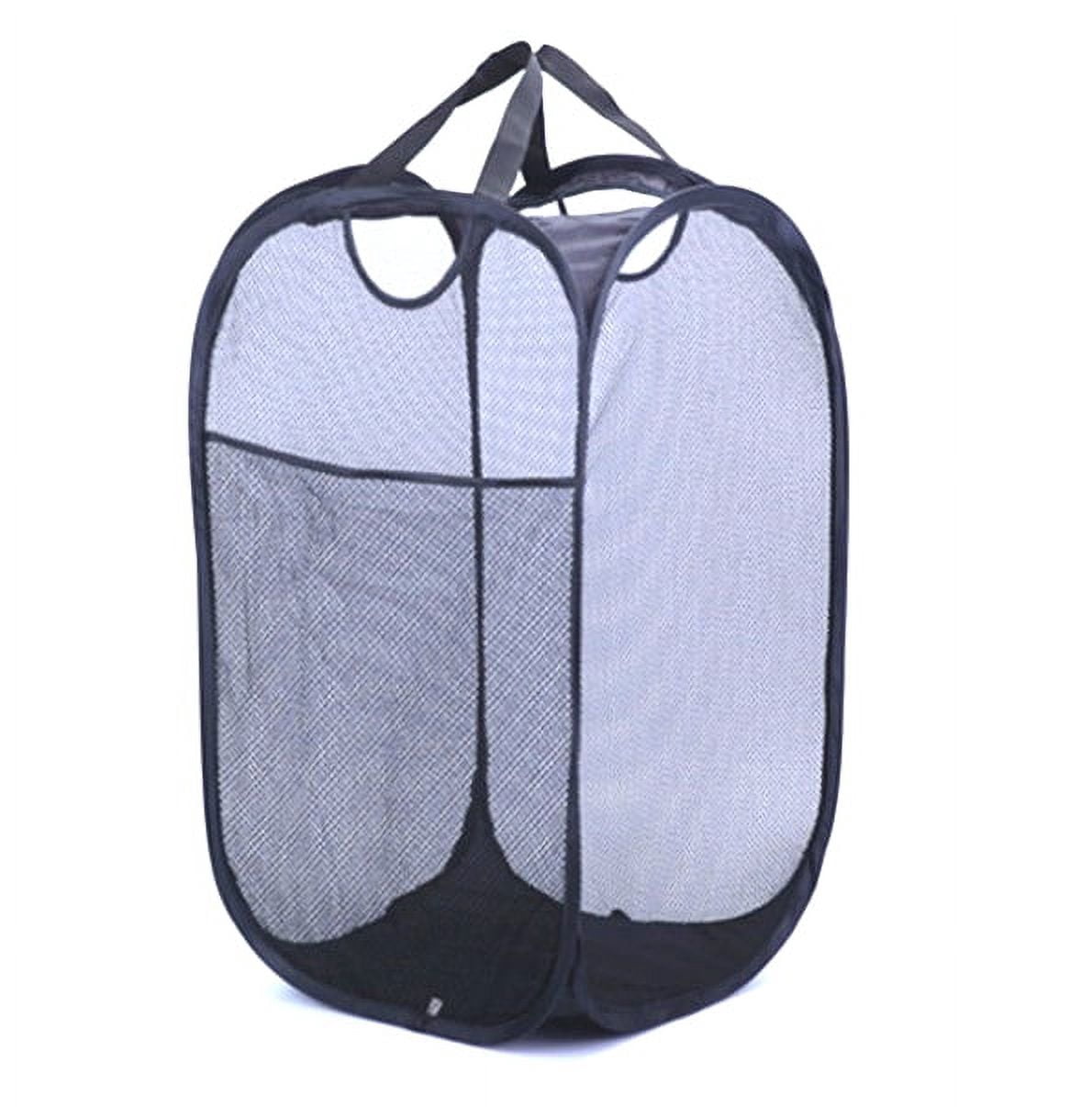 TechWonder Mesh Pop Up Laundry Basket With Side Pocket - Black
