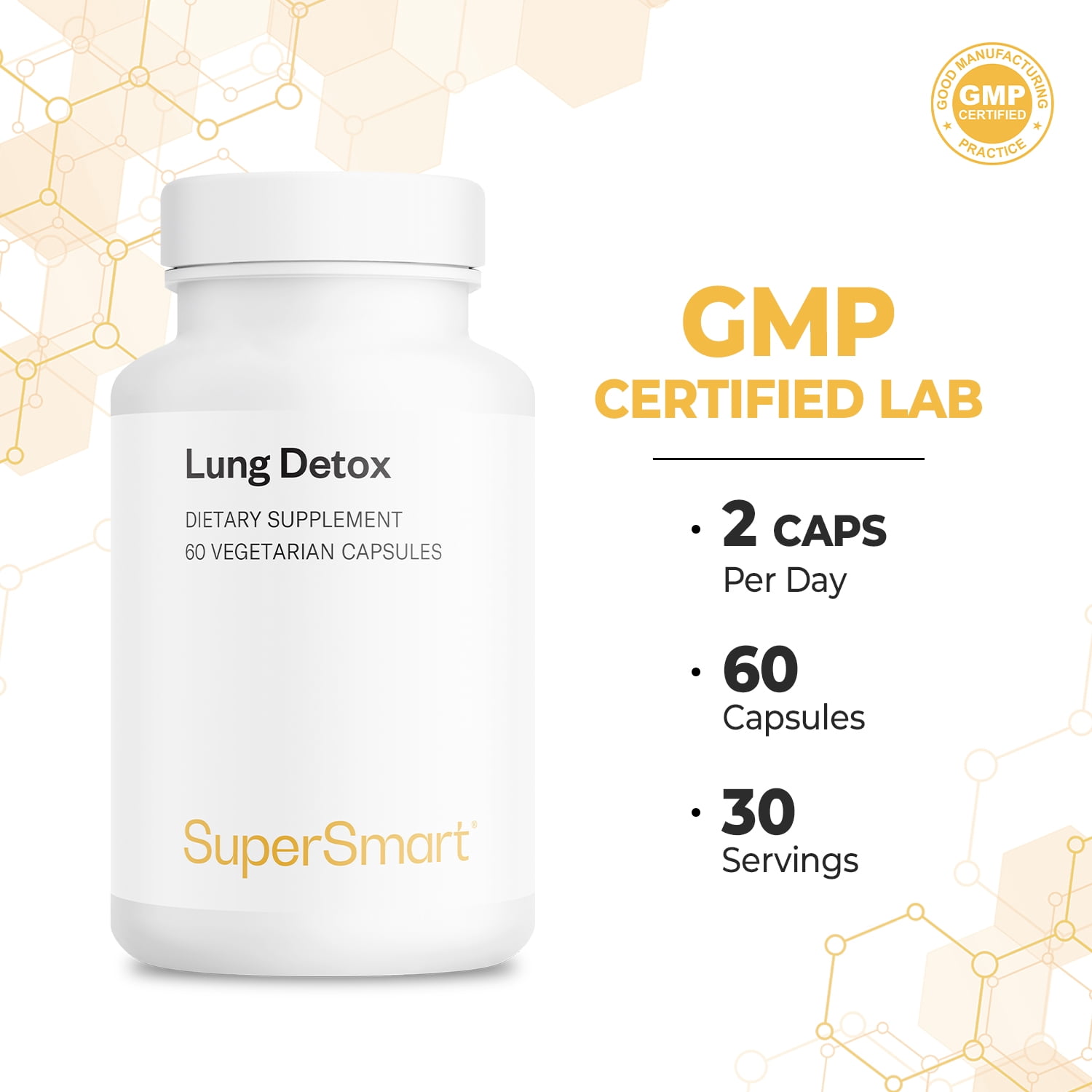 SuperSmart - Lung Detox - with Quercetin & Bromelain - Advanced Formula | Non-GMO & Gluten Free - 60 Vegetarian Capsules