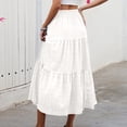 thumbnail image 6 of Wutalume Women's Fashion Summer Bohemian Solid Color Elastic Waist A-Line Pocket Half Length Skirt, Casual and Beachwear Style,White M, 6 of 7