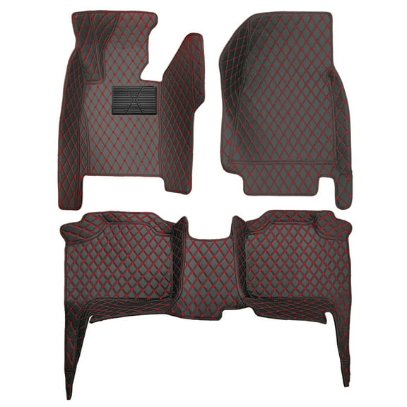 Leadwolf Car floor mats for Porsche for Macan 2015–2024 Leather Auto Liners waterproof All Weather Anti-Slip Automotive Floor Mats Black and Red 3pcs