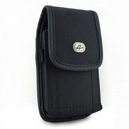 Black Rugged Canvas Phone Case Cover Protective Pouch Belt Holster Clip Q1X for LG X Charge Power Venture - Motorola Droid Maxx 2, G4 Plus, Moto E4 PLUS G4 G5 PLUS (XT1687) - Nokia 6 - OnePlus 5