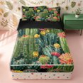 thumbnail image 2 of Erosebridal Vintage Cactus Bloom Print Zipper Twin Comforter Sets with Fitted Sheet and 2 Pillowcases,Desert Floral Spiky Zipper Bedding Set,Olive Red,4-Piece,Black Reversible, 2 of 6