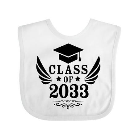 

Inktastic Class of 2033 with Graduation Cap and Wings Gift Baby Boy or Baby Girl Bib
