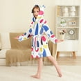 thumbnail image 4 of FORMRS Niños Bathrobe Unisex Hooded Robe Soft Plush Pajamas Sleepwear, Size 7-9T, Blue Retro Shapes, 4 of 7