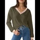 thumbnail image 1 of Blusas de Larga para Mujer, Blusas de Otoño, Camisetas Informales de Cuello en V Suaves y de Gran Tamaño, Ropa de Moda, Conjuntos Verde M, 1 of 6