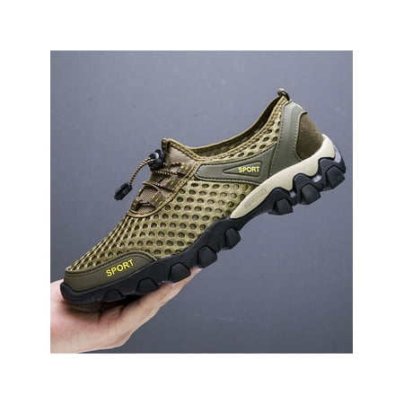 

Zodanni Men s Lightweight Lace Up Water Shoe Mens Surfing Casual Round Toe Wading Shoes Mesh Summer Beach Shoes