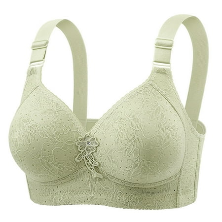 BKQCNKM Push Up Bra  Bras for Women No Underwire  Wireless Bras for Women  Plus Size Unlined Bra for Large Bust Lactation Underwear  Bras for Older Women Green XL