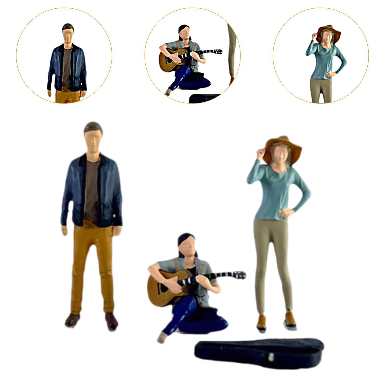 LeeQinersw 3 Pieces 1/64 People Figures Collectibles DIY Crafts Miniature Diorama Guitarist Blue