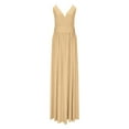 thumbnail image 3 of Ecqkame Women's Summer Slip Long Dress Casual Sleeveless Sexy V Neck Spaghetti Straps Loose Dress Solid Color Cami Beach Dresses with Pocket Beige XXL, 3 of 4