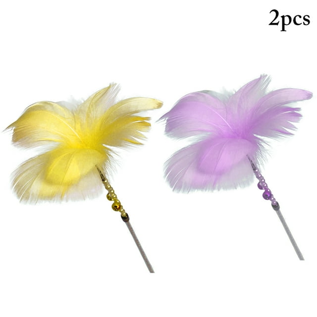 2 Pcs Cat Plume Teaser Interactif Belle Chat Jouet Interactif Chat Teaser Baguette