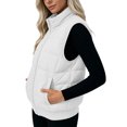 thumbnail image 7 of Sokhug Women Stand Collar Zip Up Puffer Vest Sleeveless Quilted Lightweight Warm Outerwear Gilet with Side Pockets Solid Color Zipper Ves Top Cotton Jacket, 7 of 7