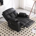 thumbnail image 3 of Bonzy Home Rocker Recliner Chair with Swivel Base, Massage & Heat, 2 Cup Holders – Comfortable Recliner for Living Room, Bedroom, Black, 3 of 7