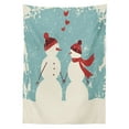 thumbnail image 3 of Ambesonne Christmas Tablecloth Rectangular Table Cover, Snowman Woman Love, 52"x70", Seafoam Red Cream, 3 of 4