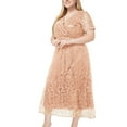 thumbnail image 4 of UPPADA Women Plus Size Maxi Dress Cocktail Wedding Guest Dress Short Sleeve Wrap V Neck Formal Dress High Low Split Ruffle Long Dress for Curvy Women Beige,XXXXXL, 4 of 6