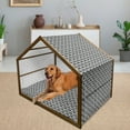 thumbnail image 2 of Bulldog Pet House, Pattern with English Bulldog European Gentleman and Punk Characters, Outdoor & Indoor Portable Dog Kennel with Pillow and Cover, 5 Sizes, Grey Black and Pale Grey, by Ambesonne, 2 of 4