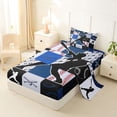 thumbnail image 2 of Castle Fairy Sport Baseball Collage Twin Sheets 3pcs, Geometric Plaid Bedding, Navy Red Black,1 Fitted Sheet, 1 Flat Sheet and 1 Pillowcase, 2 of 6