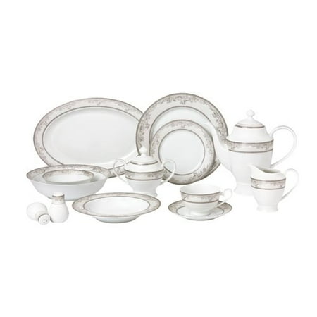 - Lorren Home Trends La Luna Bone China 57 Piece Dinnerware Set, Service for 8