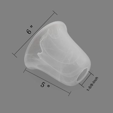 6 Pack Bell Shaped Glass Shade Alabaster Light Fixture Shades Replacement for Ceiling Fan Light Wall Light, Lipless with 1-5/8 inch Fitter Opening