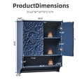 thumbnail image 4 of WIRRYTOR Retro Floral Embossed Bathroom Cabinet Wall Mounted, Kitchen Medicine Cabinet Storage Organizer with Open Shelf and Towel Bar, Blue, 4 of 10