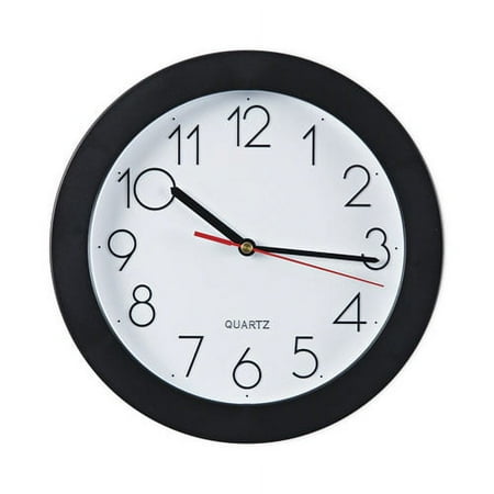 Bold Round Wall Clock, 9.75 Overall Diameter, Black Case, 1 Aa (sold Separately) | Bundle of 2 Each