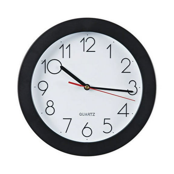 Bold Round Wall Clock, 9.75" Overall Diameter, Black Case, 1 Aa (sold Separately) | Bundle of 2 Each
