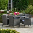 thumbnail image 3 of Noble House Malta 7 Piece Wicker Patio Dining Set in Gray, 3 of 10