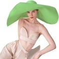 thumbnail image 1 of Nvzi Sombrero de playa de gran tamaño, ala ancha, sombrero para el sol grande, sombrero de paja gigante plegable suave que se puede guardar, sombrero de verano resistente a los rayos UV (verde), 1 of 5