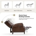 thumbnail image 4 of Luxury Genuine Leather Wingback Power Recliner Chair with USB, Nailhead Trim and Solid Wood Legs Brown, 4 of 9
