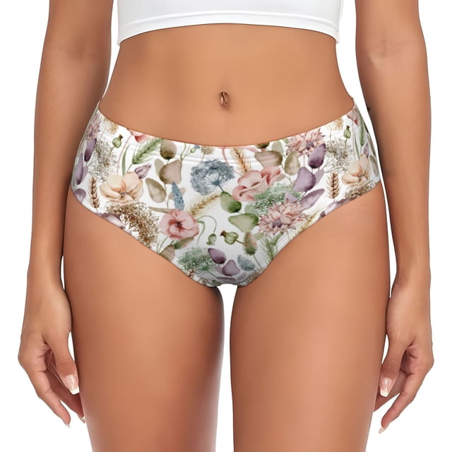 Fotbe Floral Calzones Estampados para Mujer – Ropa Interior de Algodón, Cómoda, Suave y Elástica-Large