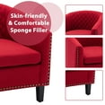 thumbnail image 6 of SESSLIFE Classic Red Leather Upholstered Accent Arm Chair Soft Barrel Club Chairs for Living Room Comfy Single Sofa Office Guest Chatting Chair with Solid Wood Legs and Nailhead for Bedroom, 6 of 7