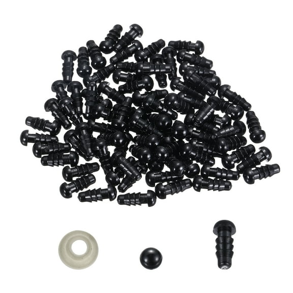 Uxcell 5mm Safety Eyes, 150 Set Plastic Craft Eyes with Washers Safety Eyes for Stuffed Animals Crochet Toys Dolls DIY Craft Making, Black