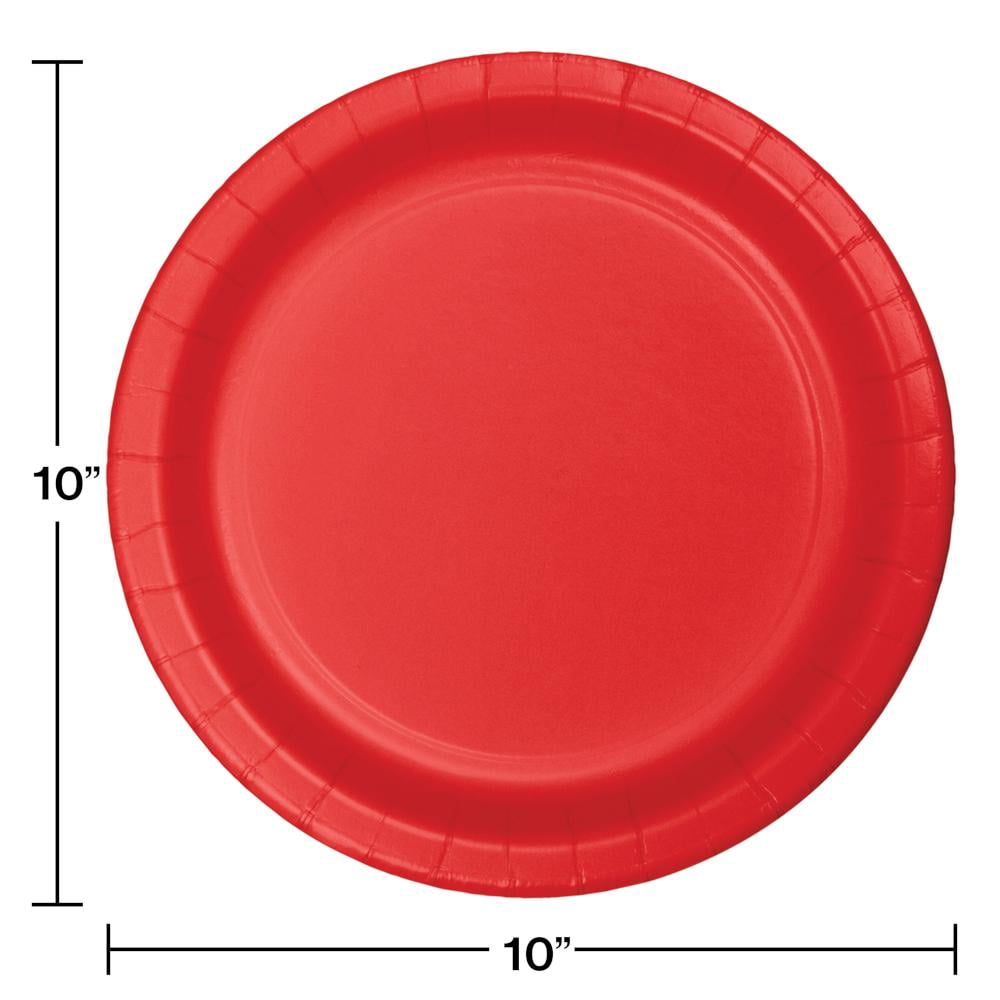 240/Case Bulk Classic Red Sturdy Style Paper Banquet Plates 10.25 inch