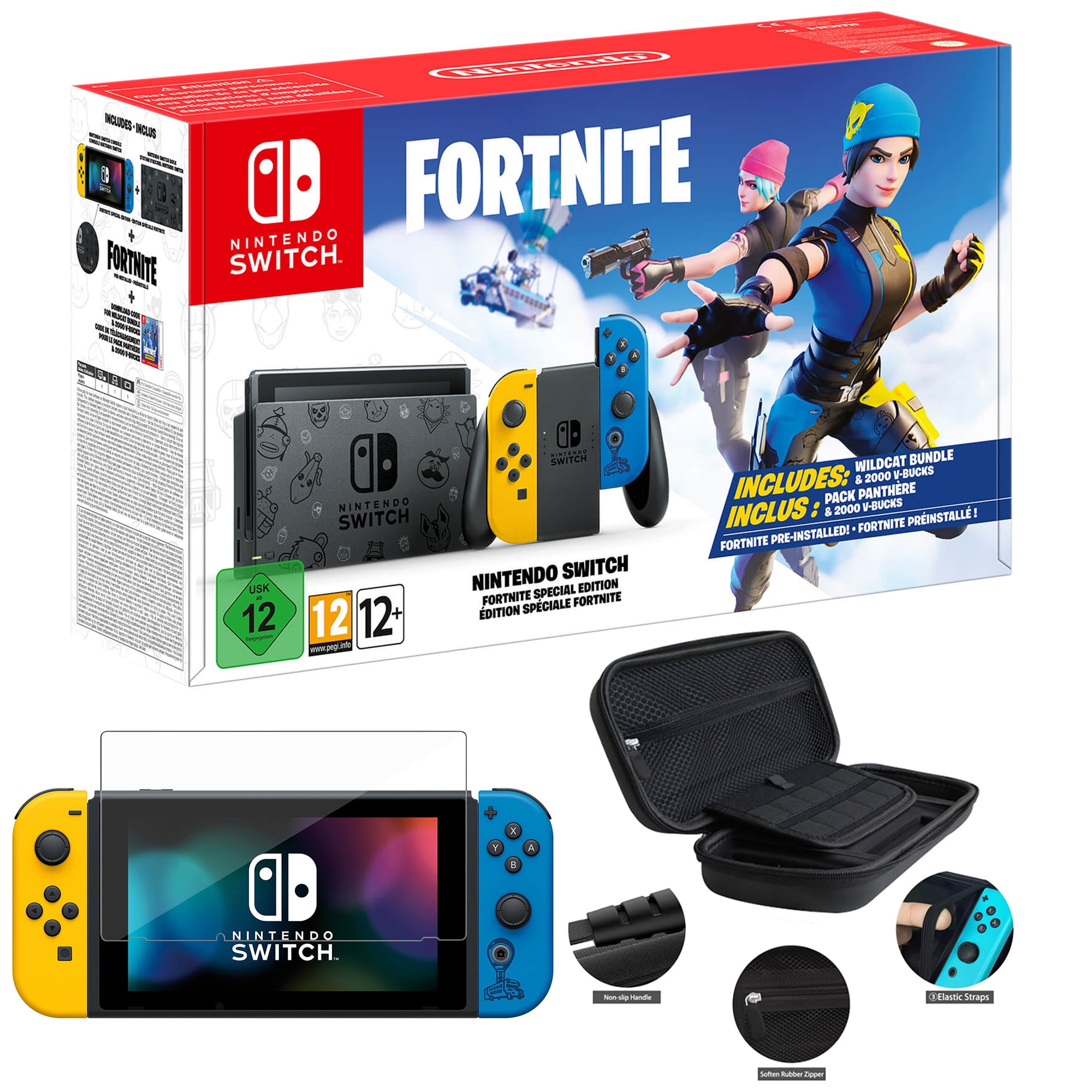 Newest Nintendo Switch Fortnite With Yellow And Blue Joy Con 6 2 Touchscreen Lcd Display Built In Speakers 802 11ac Wifi Family Christmas Holiday Bundle 3 In 1 Carrying Case Walmart Com