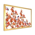 thumbnail image 2 of Designart 'Flock of Bullfinches Birds Sitting on Orange Branches' Traditional Framed Art Print, 2 of 4