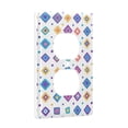 thumbnail image 2 of Yayeee Duplex Wall Plate 1-Gang 4.5"x2.7" Home Receptacle Light Switch Decorative Outlet Cover, Purple Retro Shapes, 2 of 7