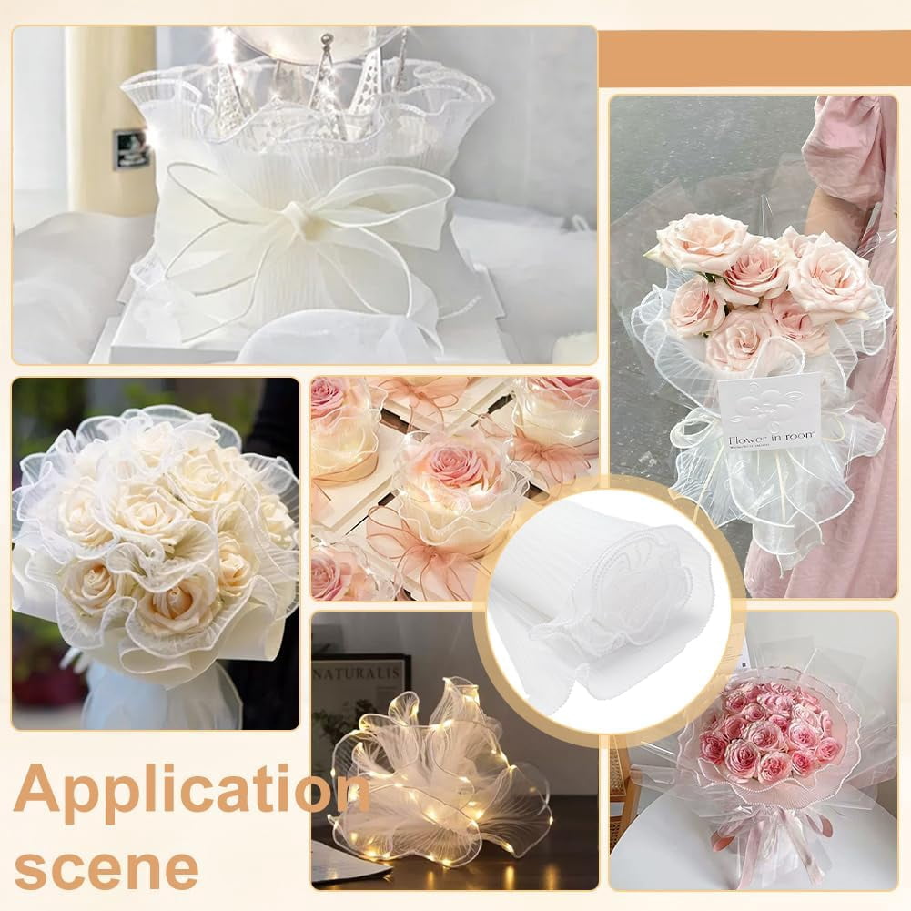 1set 10.94yards/10M Polyester Pleated Lace Trim Ruffled Lace Ribbon with Plastic Pearl Edge for Bouquet Wrapping Gift tion Pink 10-5/8 inch(270mm) Craft Supplies Handmade Set