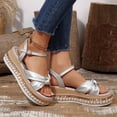 thumbnail image 4 of Eltusu Women Platform Sandals, Non-Slip Ankle Strap Fashion Open Toe Dress Sandals Shoes Silver Size 7, 4 of 10