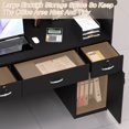 thumbnail image 4 of HARIPUL 50-inch Reception Desk with Counter, Front Desk Office Desk with Storage Shelves & LED Lights, Black, 4 of 7