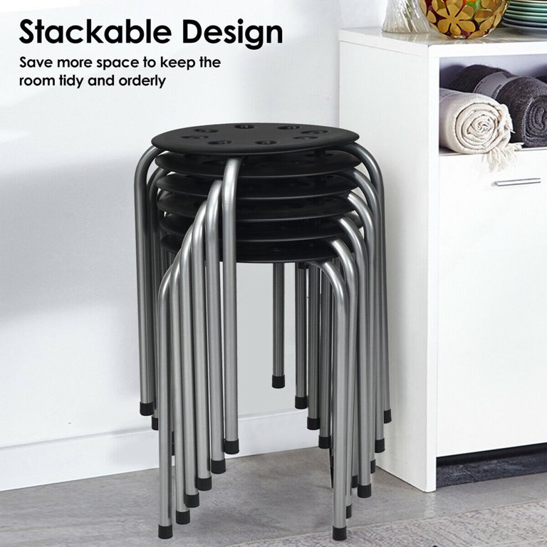 Gymax 6 Portable Stackable Plastic Stools, Backless Classroom