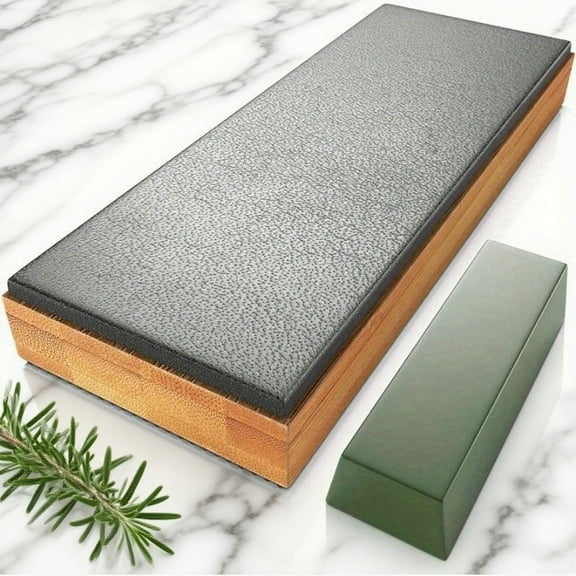 Leather Knife Sharpener Strop with Honing Compound, Genuine Cowhide on Wood Base for Precision Stropping of Blades