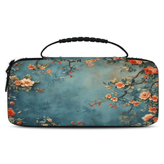 Herdesigns Vintage Floral Carry Case Compatible with Nintendo Switch 2, with 20 Game Card Slots, Flowers Portable Travel Carrying Case Pouch for Accessories & Games