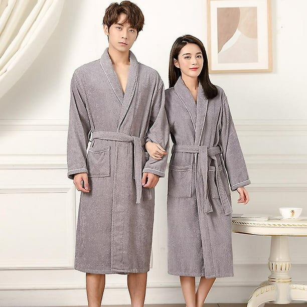 100 Cotton Couples Long Thick Absorbent Terry Bath Robe Kimono Men Light Weight Towel Bathrobe Sleepwear Women Hotel Gown Robes Walmart