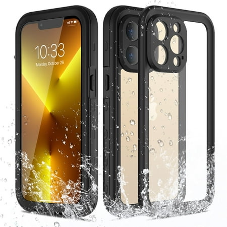 Htwon Waterproof Phone Case for iPhone 13 Pro Max/13/13 Pro/13 Mini Case with Screen Protector, Black