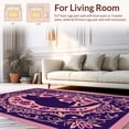 thumbnail image 2 of Flatwoven High Traffic Area Rug, Regal Wildcat Silhouette with Interwoven Floral Arabesques, Non Slip, Stain Resistant, Washable Area Rugs for Living Room, Bedroom(Purple, 4X6), 2 of 8