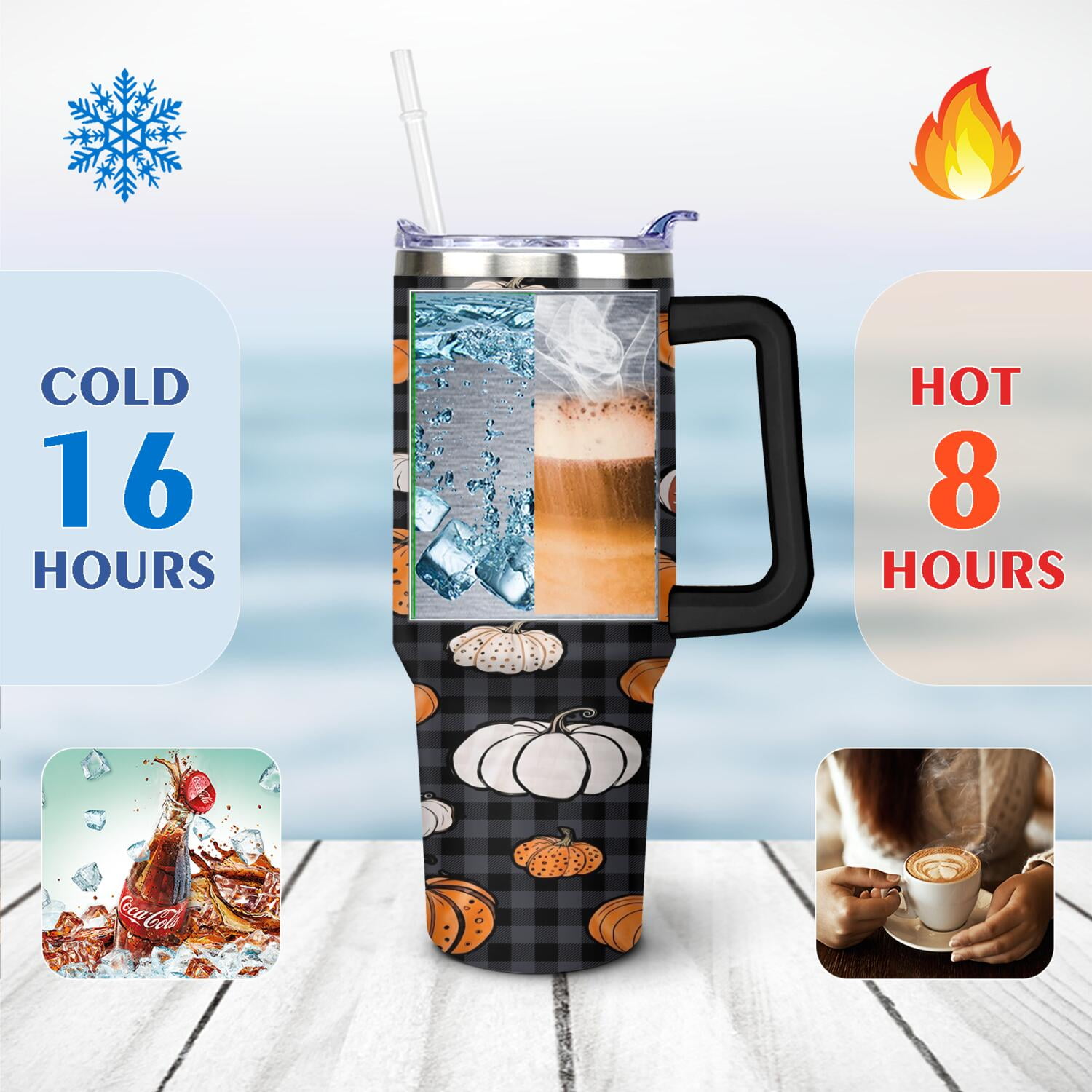 40 OZ Happy Halloween Cup with Handle Vacuum Insulated Tumbler Gift for Birthday Christmas Halloween