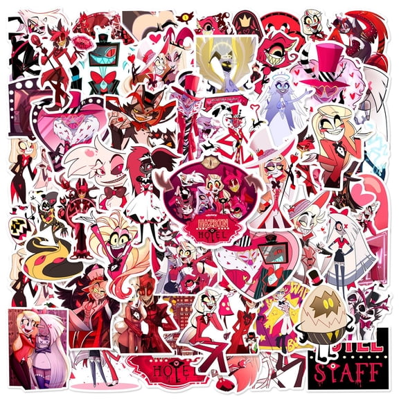 56Pcs Hazbin Hotel Stickers, Angel Dust Decor Waterproof Stickers, Decals for Kids Teens Adults, Water Bottle Laptop Phone DIY Supply
