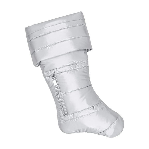 Matte Silver Puffer Christmas Stocking