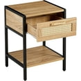 thumbnail image 4 of Modern 15.74" Rattan End Table with Drawer,1PC Modern Nightstand with Metal Legs,Side Table for Home Living Room, Office, Store or Bedroomm,Natural, 4 of 8