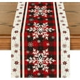 thumbnail image 1 of Buffalo Plaid Snowflakes Christmas Table Runner, Seasonal Winter Kitchen Dining Table Decoration for Home Party Decor 13x72 Inch, 1 of 3
